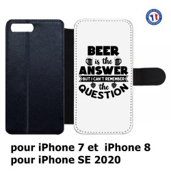 Etui cuir pour iPhone 7/8 et iPhone SE 2020 Beer is the answer Humour Bière