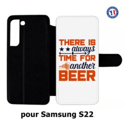 Etui cuir pour Samsung Galaxy S22 Always time for another Beer Humour Bière