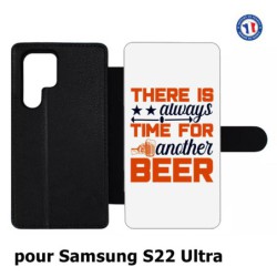 Etui cuir pour Samsung Galaxy S22 Ultra Always time for another Beer Humour Bière
