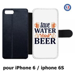 Etui cuir pour IPHONE 6/6S Save Water Drink Beer Humour Bière