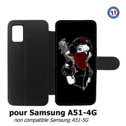 Etui cuir pour Samsung Galaxy A51 - 4G Blanche foulard Rouge Gourdin Dessin animé