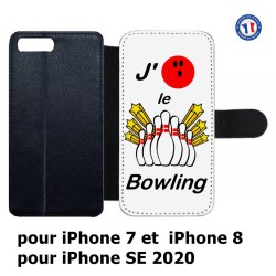 Etui cuir pour iPhone 7/8 et iPhone SE 2020 J'aime le Bowling