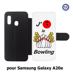 Etui cuir pour Samsung Galaxy A20e J'aime le Bowling