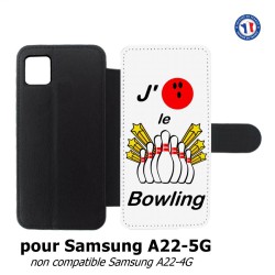 Etui cuir pour Samsung Galaxy A22 - 5G J'aime le Bowling