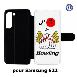 Etui cuir pour Samsung Galaxy S22 J'aime le Bowling