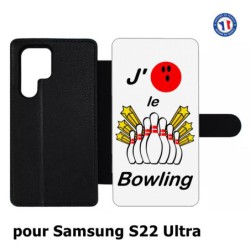 Etui cuir pour Samsung Galaxy S22 Ultra J'aime le Bowling