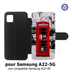 Etui cuir pour Samsung Galaxy A22 - 5G Cabine téléphone Londres - Cabine rouge London