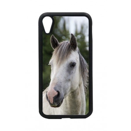 Coque noire pour iPhone XR Coque cheval blanc - tête de cheval