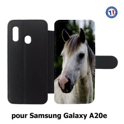 Etui cuir pour Samsung Galaxy A20e Coque cheval blanc - tête de cheval