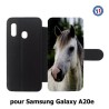 Etui cuir pour Samsung Galaxy A20e Coque cheval blanc - tête de cheval