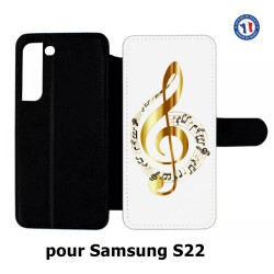 Etui cuir pour Samsung Galaxy S22 clé de sol - solfège musique - musicien
