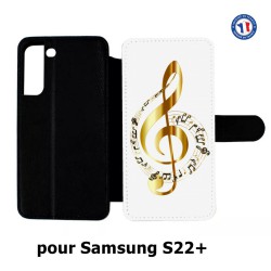 Etui cuir pour Samsung Galaxy S22 Plus clé de sol - solfège musique - musicien