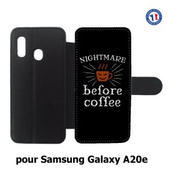 Etui cuir pour Samsung Galaxy A20e Nightmare before Coffee - coque café