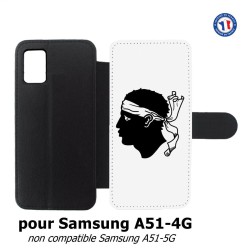 Etui cuir pour Samsung Galaxy A51 - 4G Drapeau Corse Emblème - Écusson Corse Tête de Maure