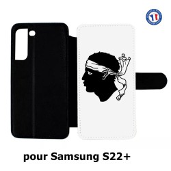 Etui cuir pour Samsung Galaxy S22 Plus Drapeau Corse Emblème - Écusson Corse Tête de Maure