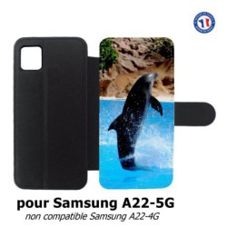 Etui cuir pour Samsung Galaxy A22 - 5G Dauphin saut éclaboussure