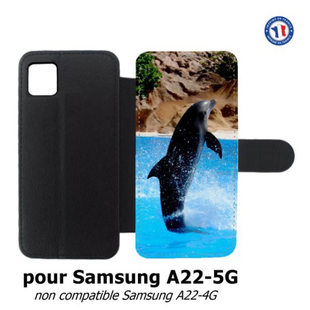 Etui cuir pour Samsung Galaxy A22 - 5G Dauphin saut éclaboussure