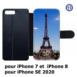 Etui cuir pour iPhone 7/8 et iPhone SE 2020 Tour Eiffel Paris France