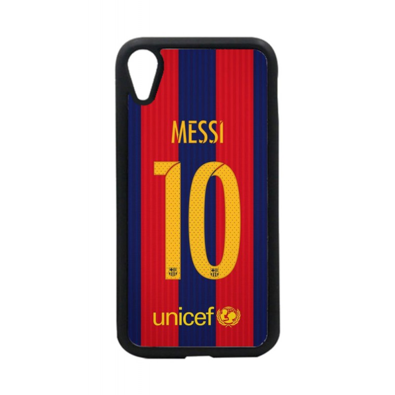 Coque noire pour iPhone XR maillot 10 Lionel Messi FC Barcelone Foot