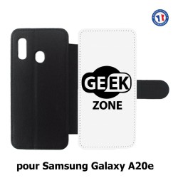 Etui cuir pour Samsung Galaxy A20e Logo Geek Zone noir & blanc