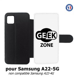 Etui cuir pour Samsung Galaxy A22 - 5G Logo Geek Zone noir & blanc