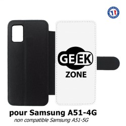 Etui cuir pour Samsung Galaxy A51 - 4G Logo Geek Zone noir & blanc