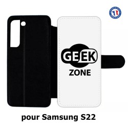 Etui cuir pour Samsung Galaxy S22 Logo Geek Zone noir & blanc
