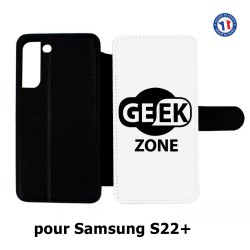 Etui cuir pour Samsung Galaxy S22 Plus Logo Geek Zone noir & blanc