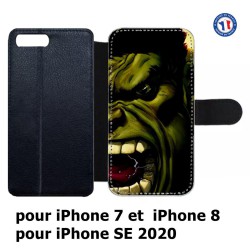 Etui cuir pour iPhone 7/8 et iPhone SE 2020 Monstre Vert Hurlant
