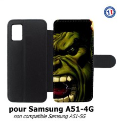 Etui cuir pour Samsung Galaxy A51 - 4G Monstre Vert Hurlant