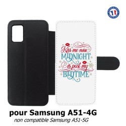 Etui cuir pour Samsung Galaxy A51 - 4G Kiss me now Midnight is past my Bedtime amour embrasse-moi