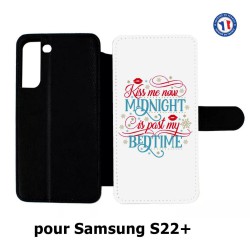 Etui cuir pour Samsung Galaxy S22 Plus Kiss me now Midnight is past my Bedtime amour embrasse-moi
