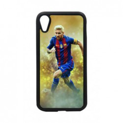 Coque noire pour iPhone XR Lionel Messi FC Barcelone Foot fond jaune