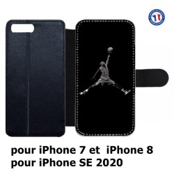 Etui cuir pour iPhone 7/8 et iPhone SE 2020 Michael Jordan 23 shoot Chicago Bulls Basket