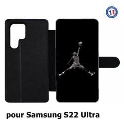 Etui cuir pour Samsung Galaxy S22 Ultra Michael Jordan 23 shoot Chicago Bulls Basket