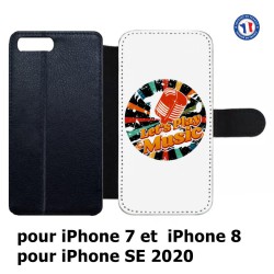 Etui cuir pour iPhone 7/8 et iPhone SE 2020 coque thème musique grunge - Let's Play Music