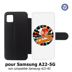 Etui cuir pour Samsung Galaxy A22 - 5G coque thème musique grunge - Let's Play Music