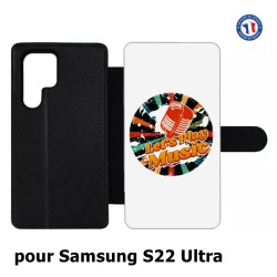 Etui cuir pour Samsung Galaxy S22 Ultra coque thème musique grunge - Let's Play Music