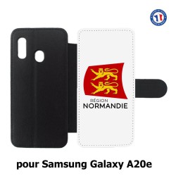 Etui cuir pour Samsung Galaxy A20e Logo Normandie - Écusson Normandie - 2 léopards