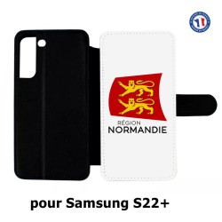 Etui cuir pour Samsung Galaxy S22 Plus Logo Normandie - Écusson Normandie - 2 léopards