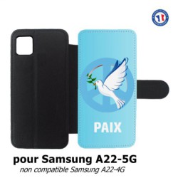 Etui cuir pour Samsung Galaxy A22 - 5G blanche Colombe de la Paix