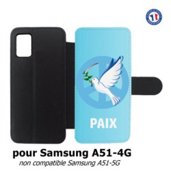 Etui cuir pour Samsung Galaxy A51 - 4G blanche Colombe de la Paix