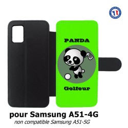 Etui cuir pour Samsung Galaxy A51 - 4G Panda golfeur - sport golf - panda mignon