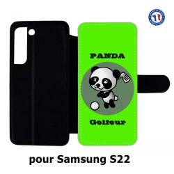 Etui cuir pour Samsung Galaxy S22 Panda golfeur - sport golf - panda mignon