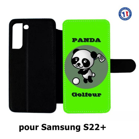 Etui cuir pour Samsung Galaxy S22 Plus Panda golfeur - sport golf - panda mignon