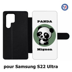 Etui cuir pour Samsung Galaxy S22 Ultra Panda tout mignon