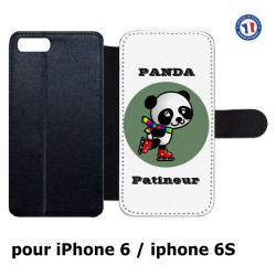 Etui cuir pour IPHONE 6/6S Panda patineur patineuse - sport patinage