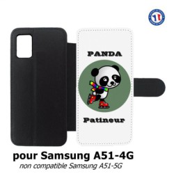 Etui cuir pour Samsung Galaxy A51 - 4G Panda patineur patineuse - sport patinage