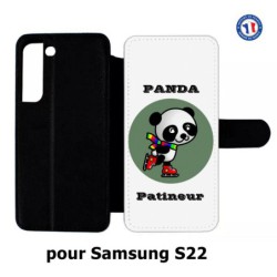 Etui cuir pour Samsung Galaxy S22 Panda patineur patineuse - sport patinage