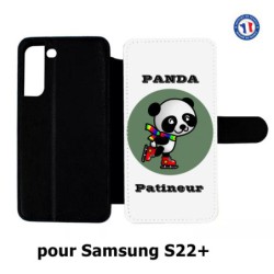 Etui cuir pour Samsung Galaxy S22 Plus Panda patineur patineuse - sport patinage